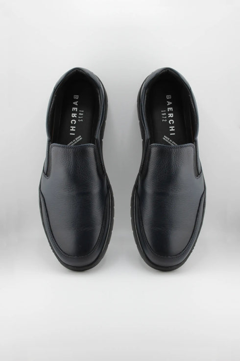 Baerchi Men Slip-On Leather Loafers with Stitch Detailing